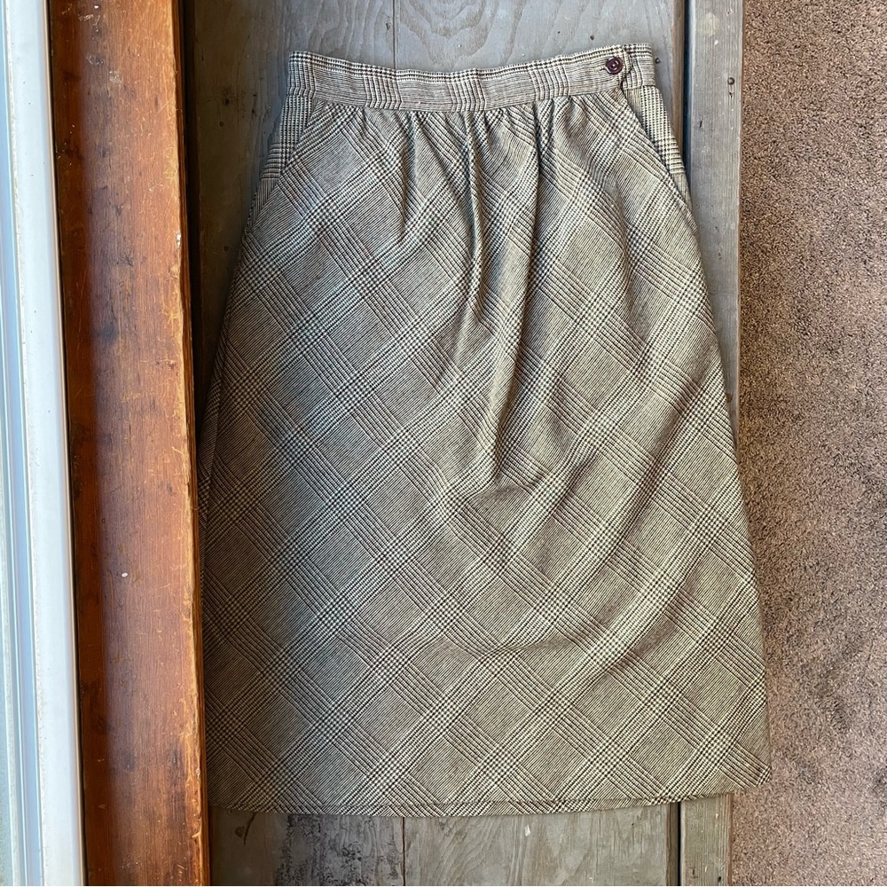 Vintage ILGWU label plaid wool skirt | size 4/6